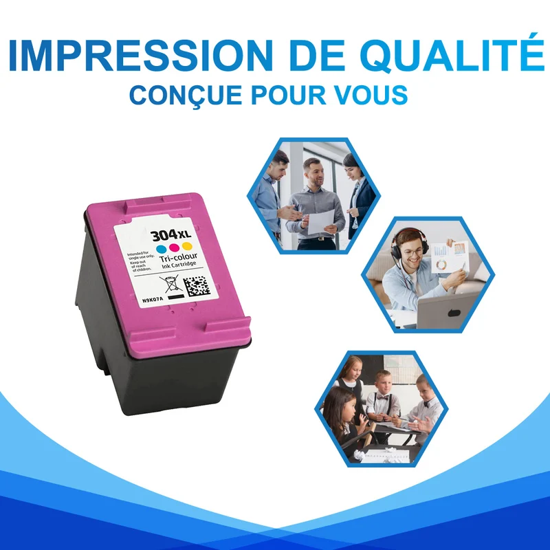 Compatible HP 304 304XL (N9K07AE) Couleur CMY Cartouche d'encre