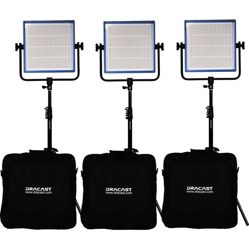 Dracast LED1000 Pro Ensemble de 3 Lumières du Jour LED avec Monture V pour Pile et Trépieds (5600K)
