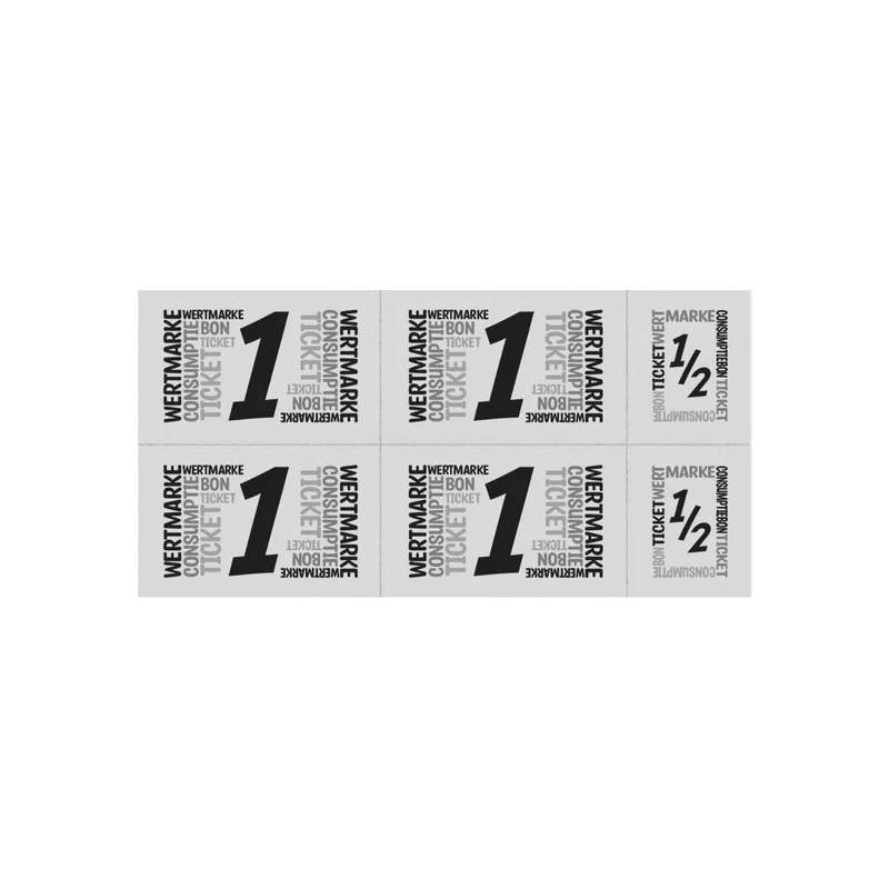 Carnet de tickets avec un et un demi-ticket - 5 consommations - 50 tickets