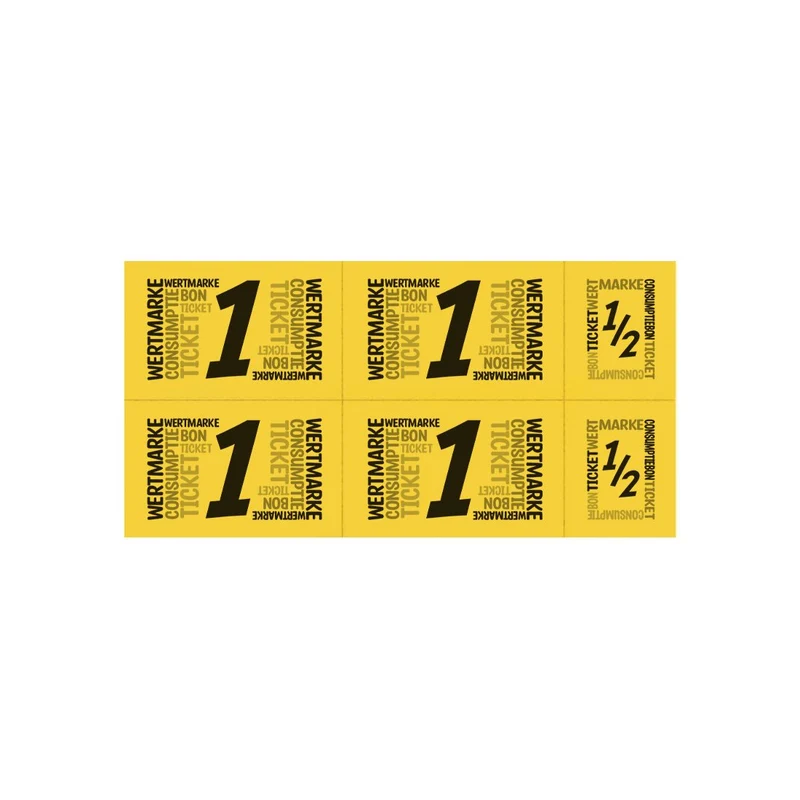 Carnet de tickets avec un et un demi-ticket - 5 consommations - 50 tickets