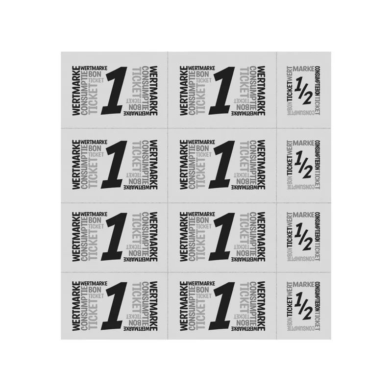 Carnet de tickets avec un et un demi-ticket - 10 consommations - 50 tickets