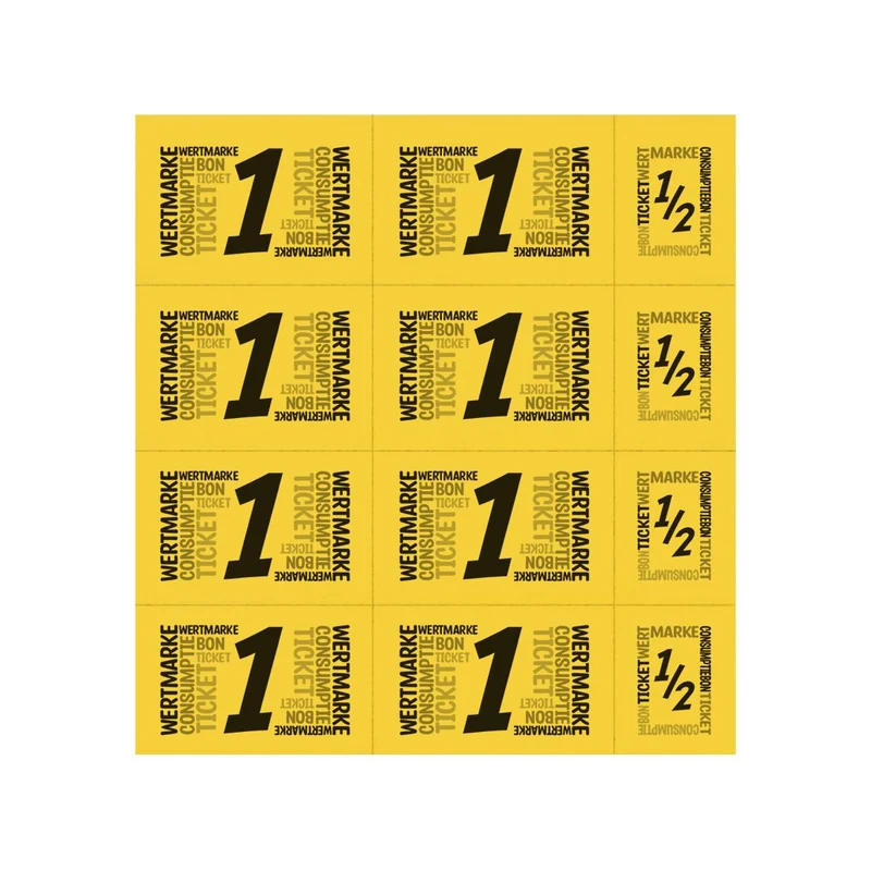Carnet de tickets avec un et un demi-ticket - 10 consommations - 50 tickets