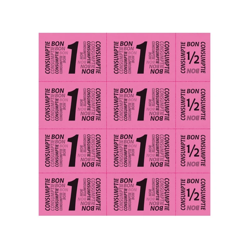 Carnet de tickets avec un et un demi-ticket - 10 consommations - 50 tickets
