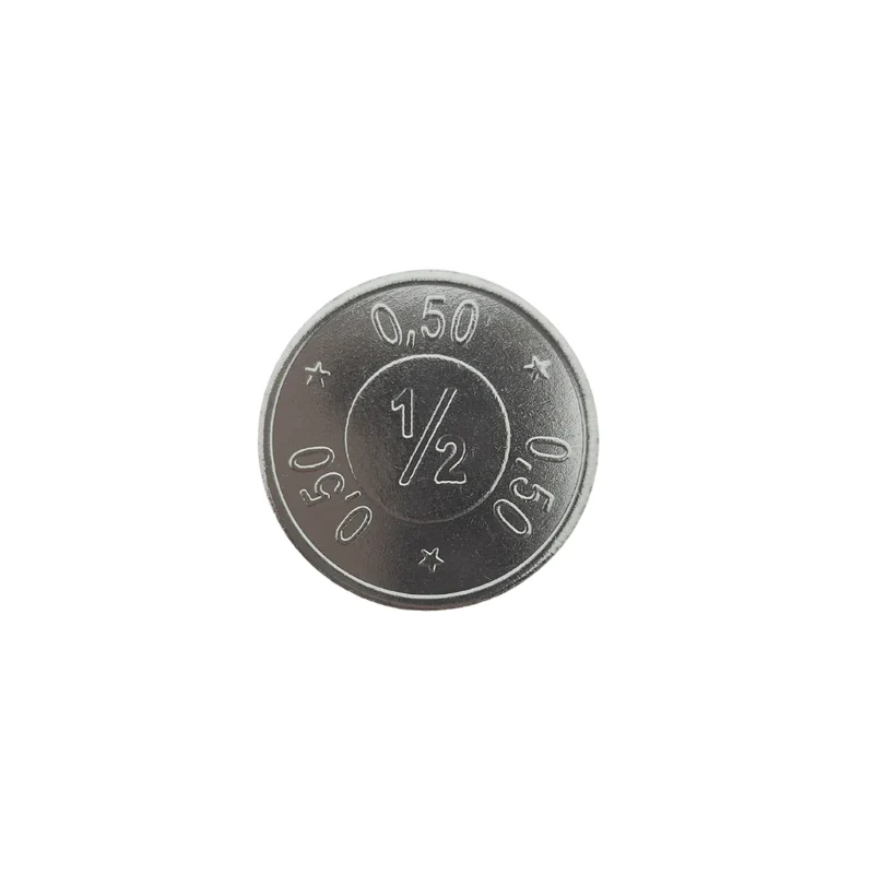 Jeton de buvette en acier nickelé 1/2 et 0,50 Ø24 x 2,3mm - 100 pièces