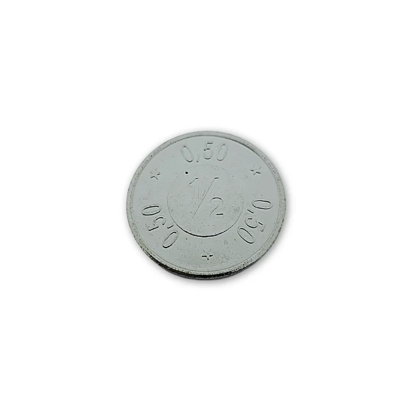 Jeton de buvette en acier nickelé 1/2 et 0,50 Ø24 x 2,3mm - 100 pièces