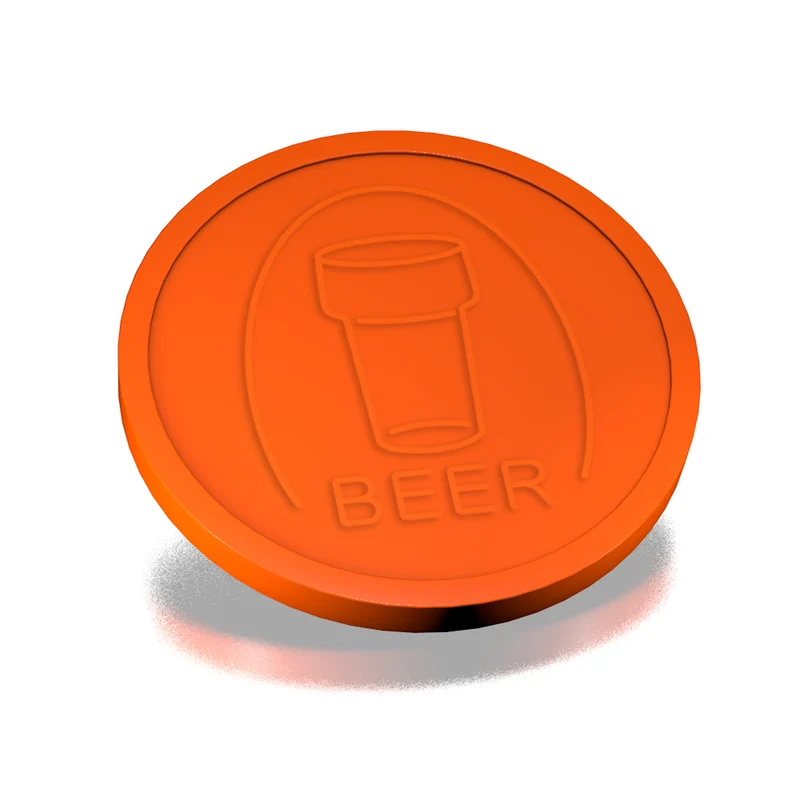 Jetons pour buvette verre de bière en relief - Ø29 mm - 250 pièces