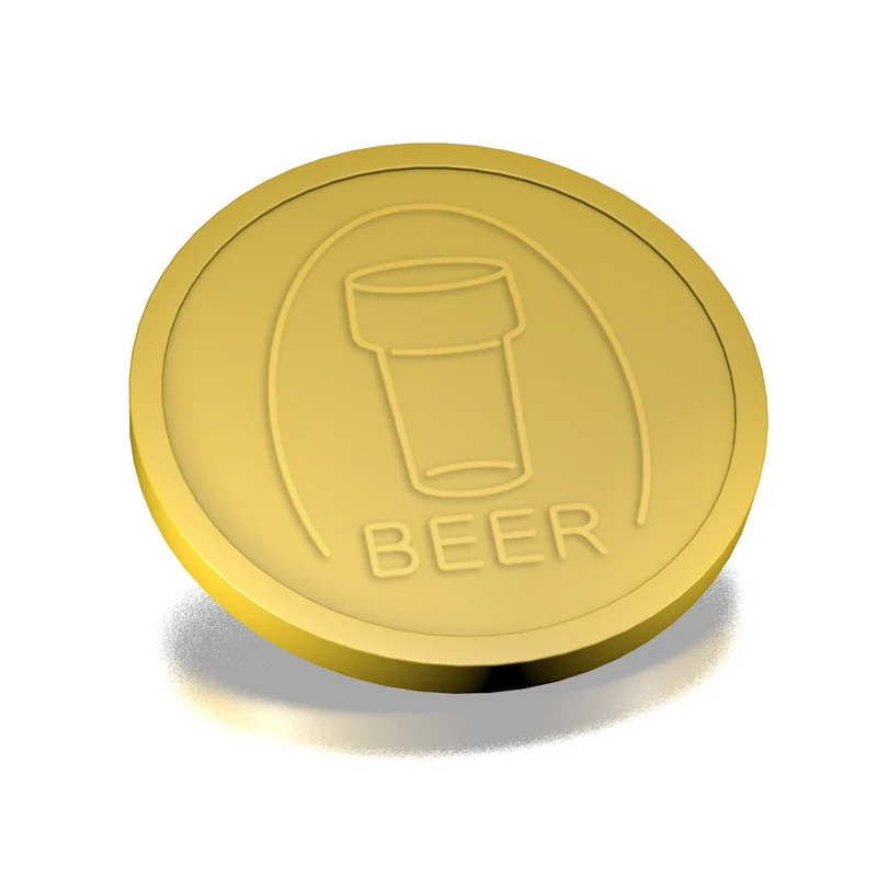 Jetons pour buvette verre de bière en relief - Ø29 mm - 250 pièces