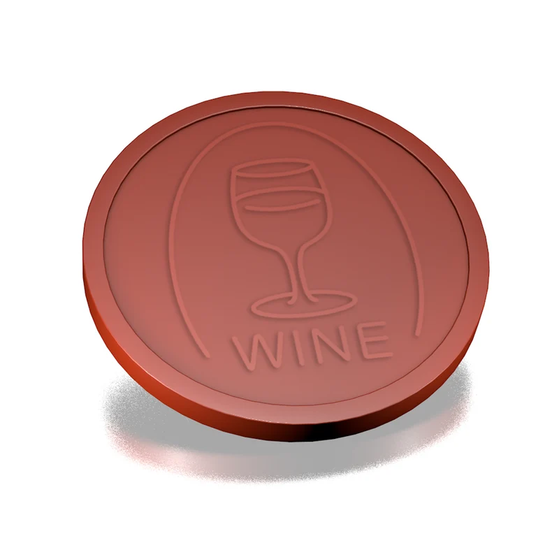 Jetons pour buvette verre de vin en relief - Ø29 mm - 250 pièces