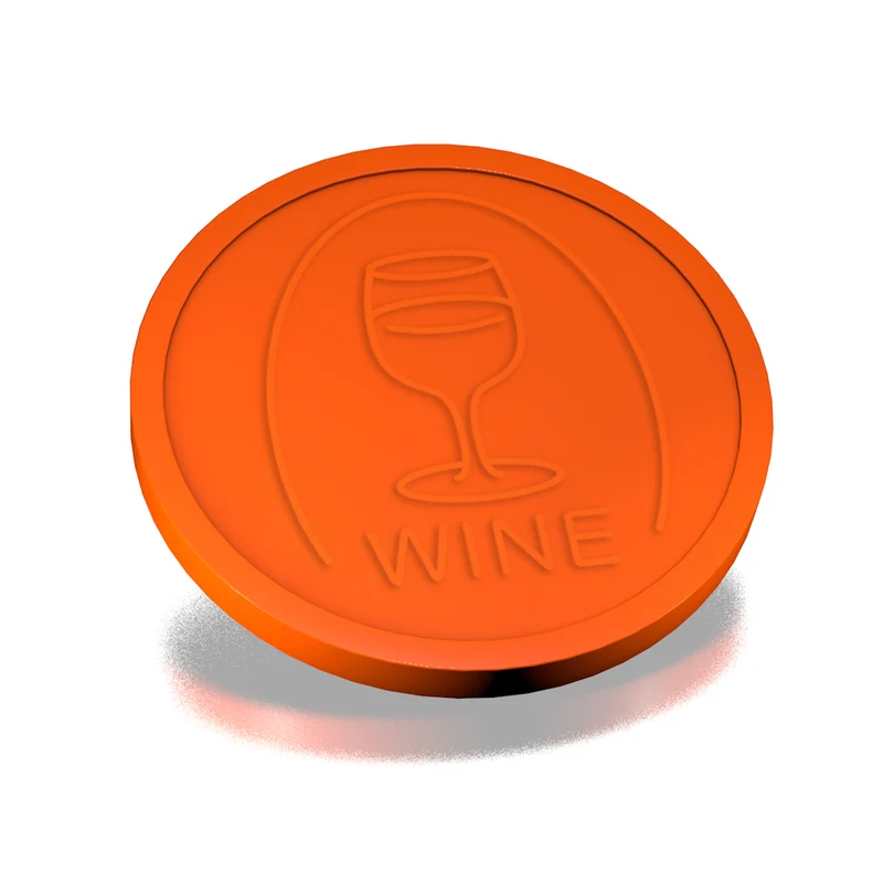 Jetons pour buvette verre de vin en relief - Ø29 mm - 250 pièces
