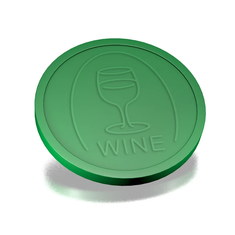 Jetons pour buvette verre de vin en relief - Ø29 mm - 250 pièces