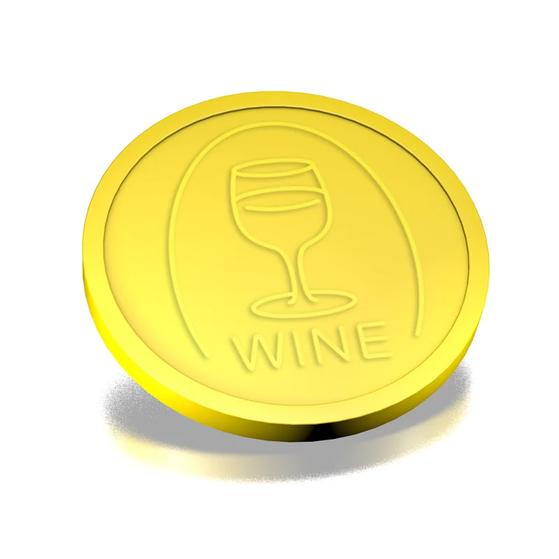 Jetons pour buvette verre de vin en relief - Ø29 mm - 250 pièces