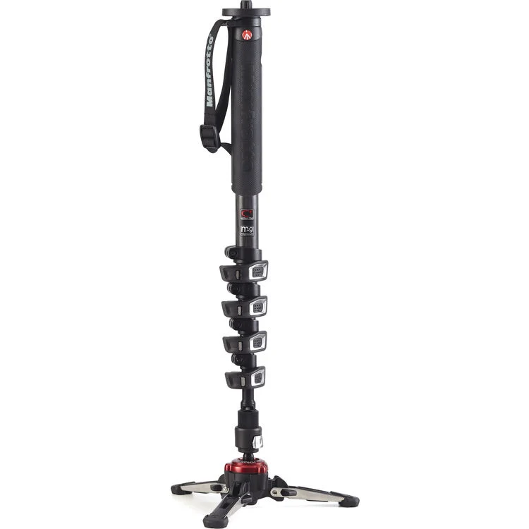 Monopied Vidéo Fluide XPRO 5 Sections en Fibre de Carbone MVMXPROC5 avec Base FLUIDTECH
