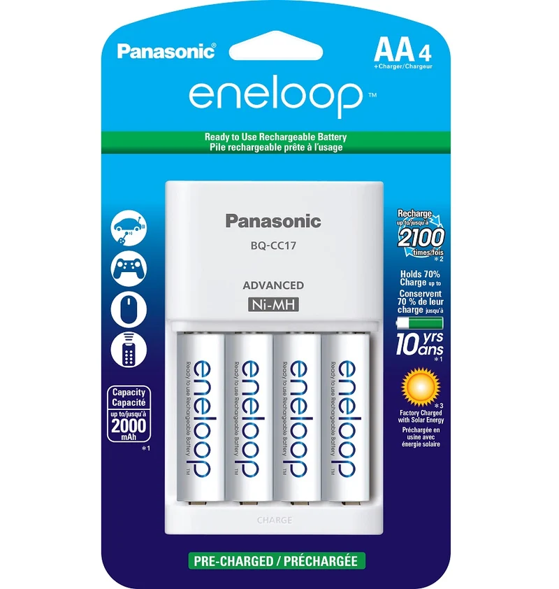 Piles Eneloop Rechargeables AA avec Chargeur (4x AA)