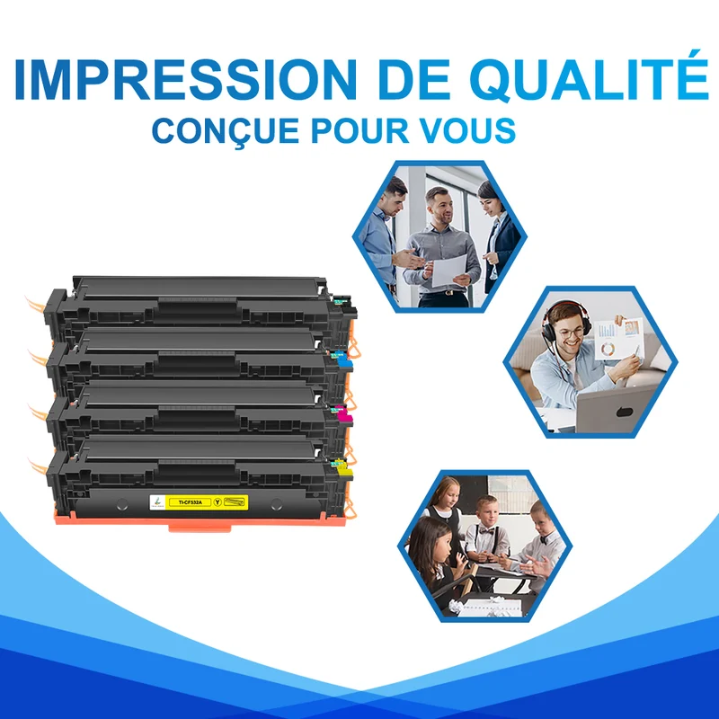 Pack 4 Couleurs HP 205A CMYK Toners Compatibles | CF530A CF531A CF532A CF533A
