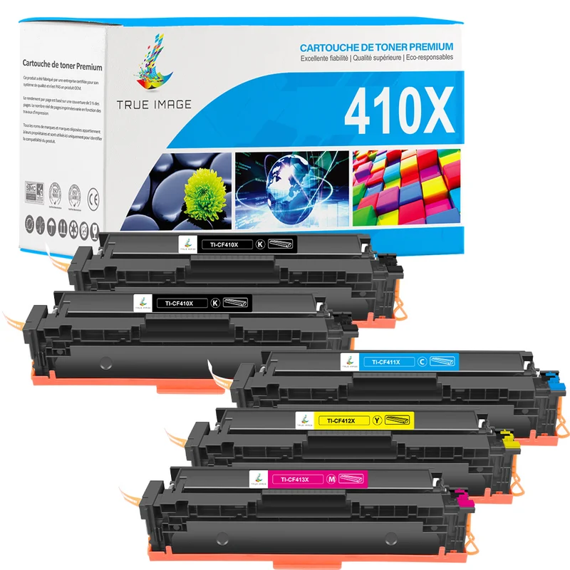 Pack HP 410X CF410/1/2/3X Toners compatibles pour hp laserjet m452dw, m452nw, mfp m477fdw, m477fdn