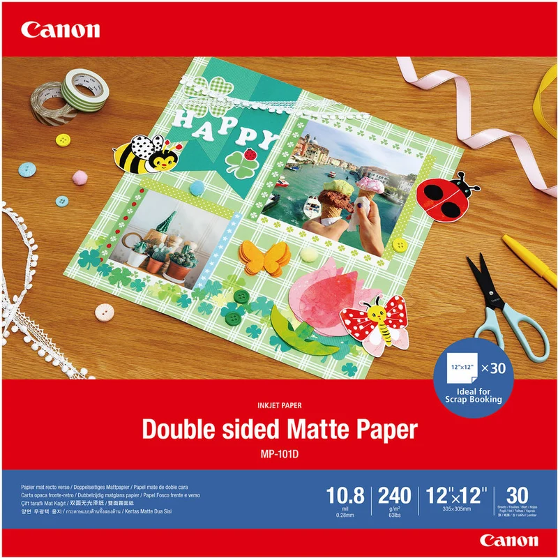 Papier Photo Mat Imprimable sur Deux Côtés 12x12po (30 Feuilles)