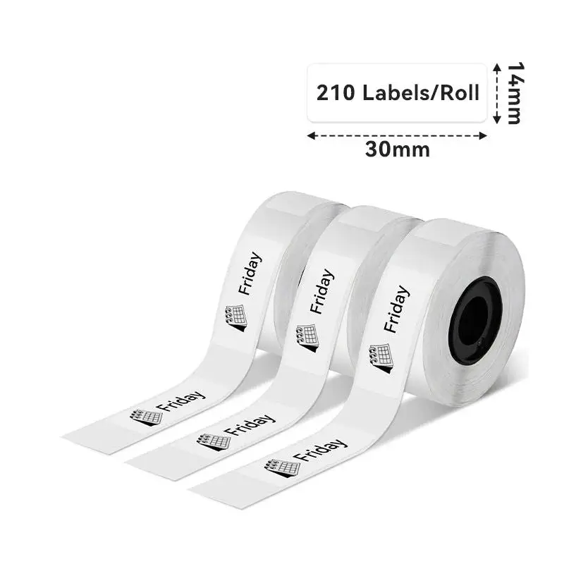 Phomemo - Pack x 3 Rouleaux étiquettes 14x30mm x210 - Noir sur Transparent