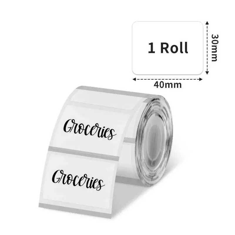 Phomemo - Rouleau étiquettes 40x30mm x 230 - Noir sur Transparent