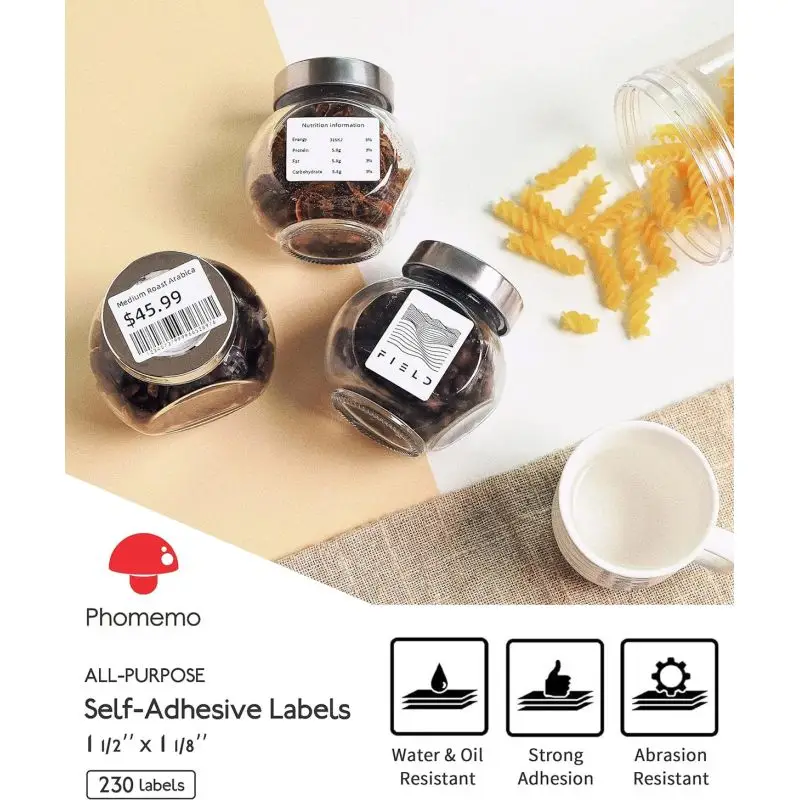Phomemo - Rouleau étiquettes 40x30mm x 230 - Noir sur Blanc