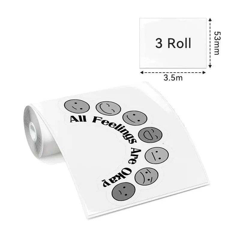 Phomemo - Pack x 3 Rouleaux étiquette continue 50mm x 3.5m - Noir sur Transparent
