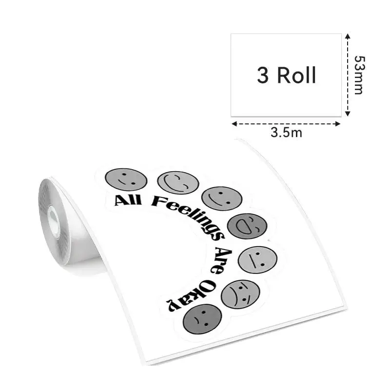 Phomemo - Pack x 3 Rouleaux étiquette continue 50mm x 3.5m - Noir sur Blanc