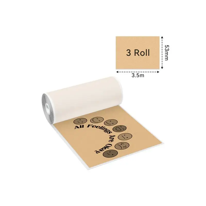 Phomemo - Pack x3 Rouleaux papier adhesif Thermique (50mmx3.5m) - Blanc / Or / Argent