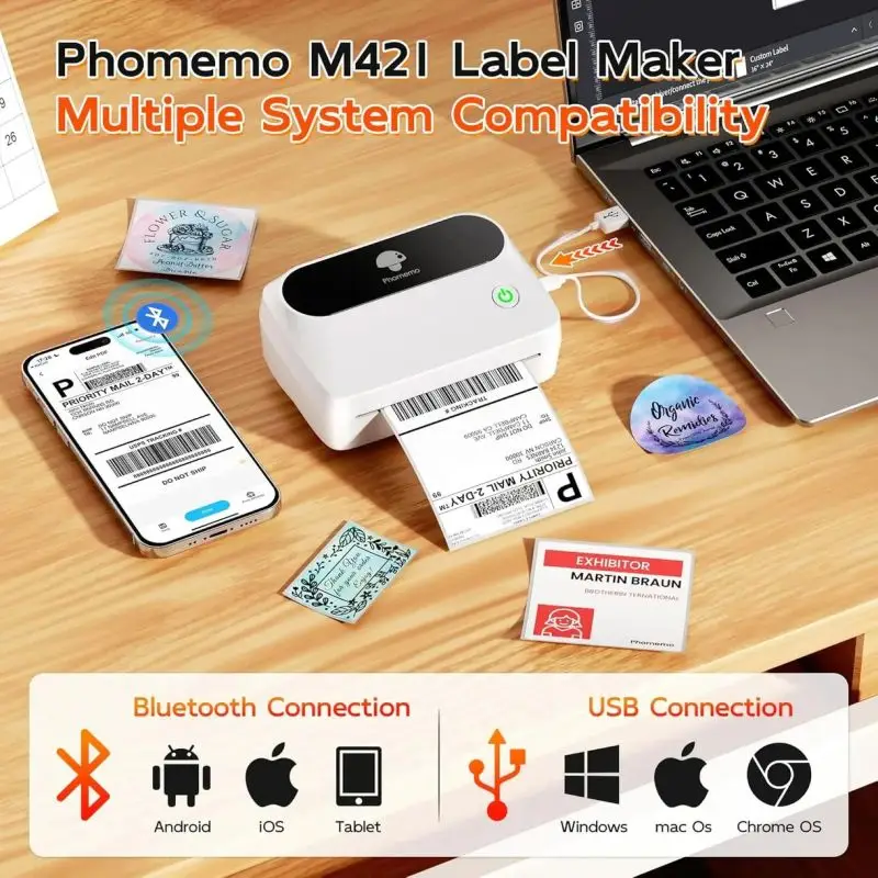 Phomemo - Imprimante mobile professionnelle M421 - Blanc