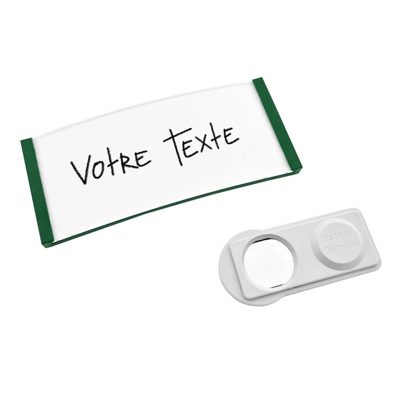Badge nominatif vert vierge Polar avec aimant - par pièce